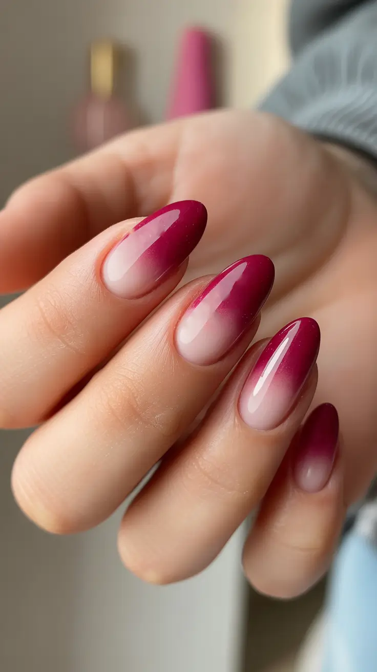 February nails designs 2026 - Berry Blush Gradient French Tips