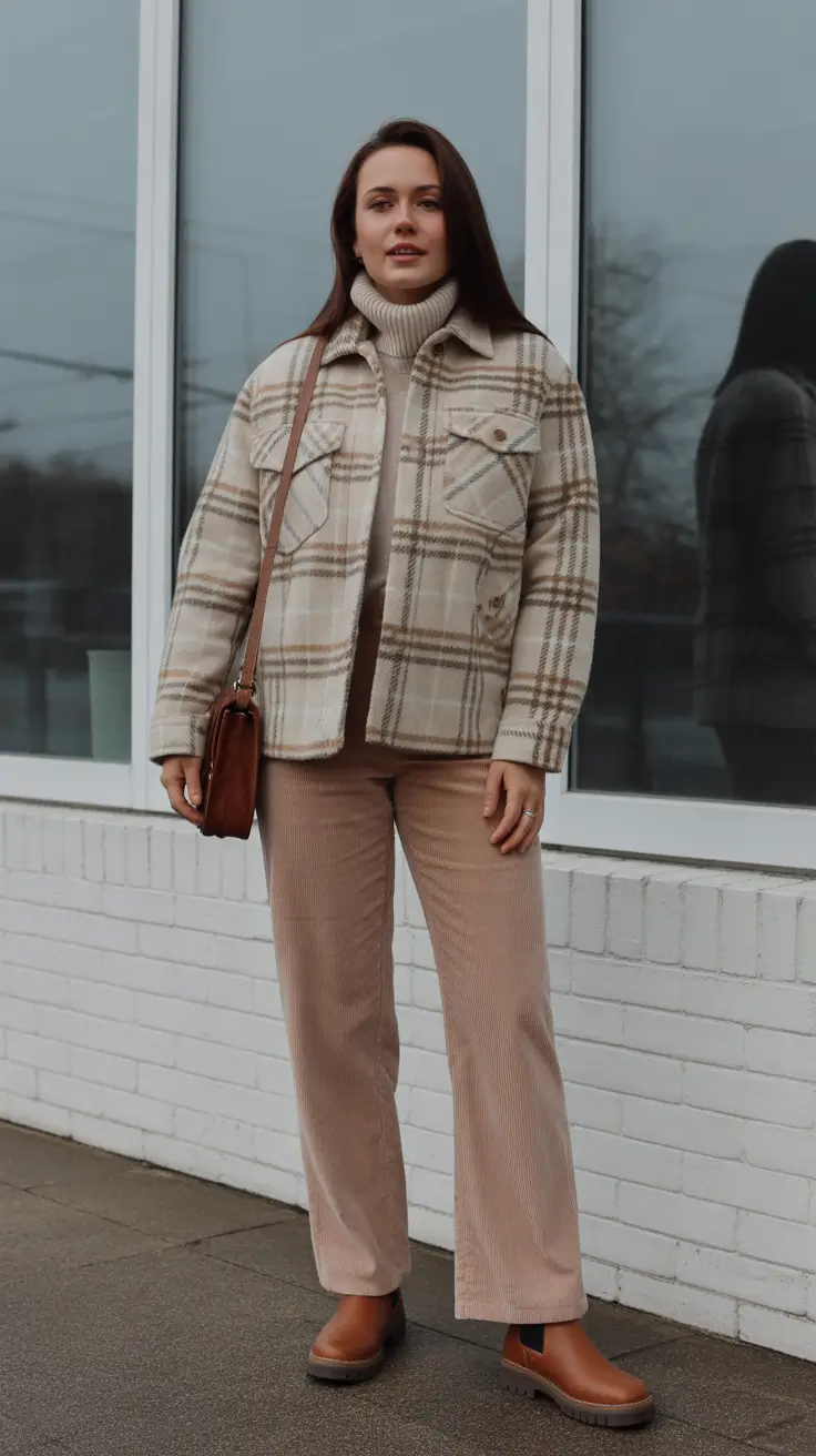 best london spring outfit 2026 - Soft Plaid Shacket With Cozy Neutrals