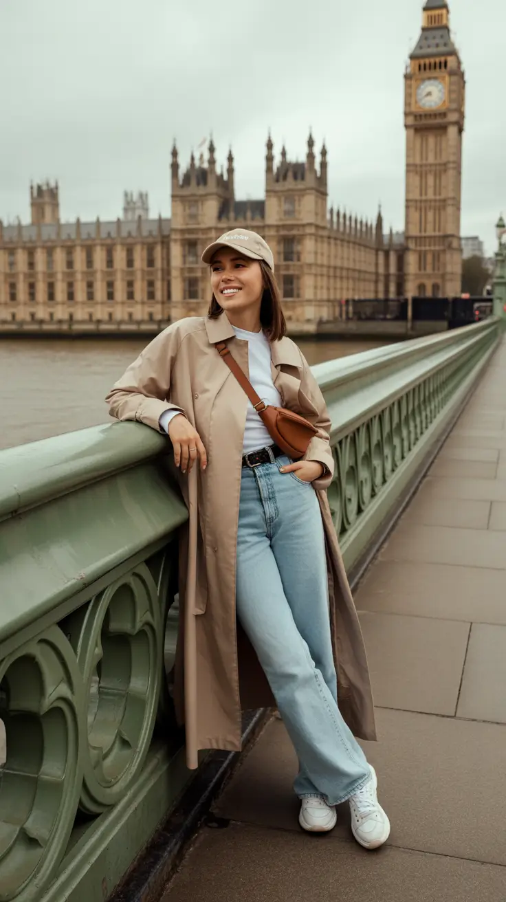 best london spring outfit 2026 - Trench Coat And Cap For Landmark Days