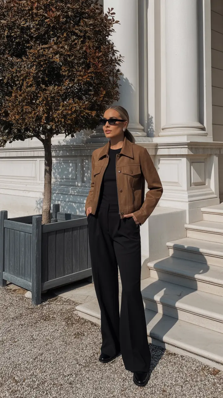 best london spring outfit 2026 - Chocolate Leather And All-Black Minimalism