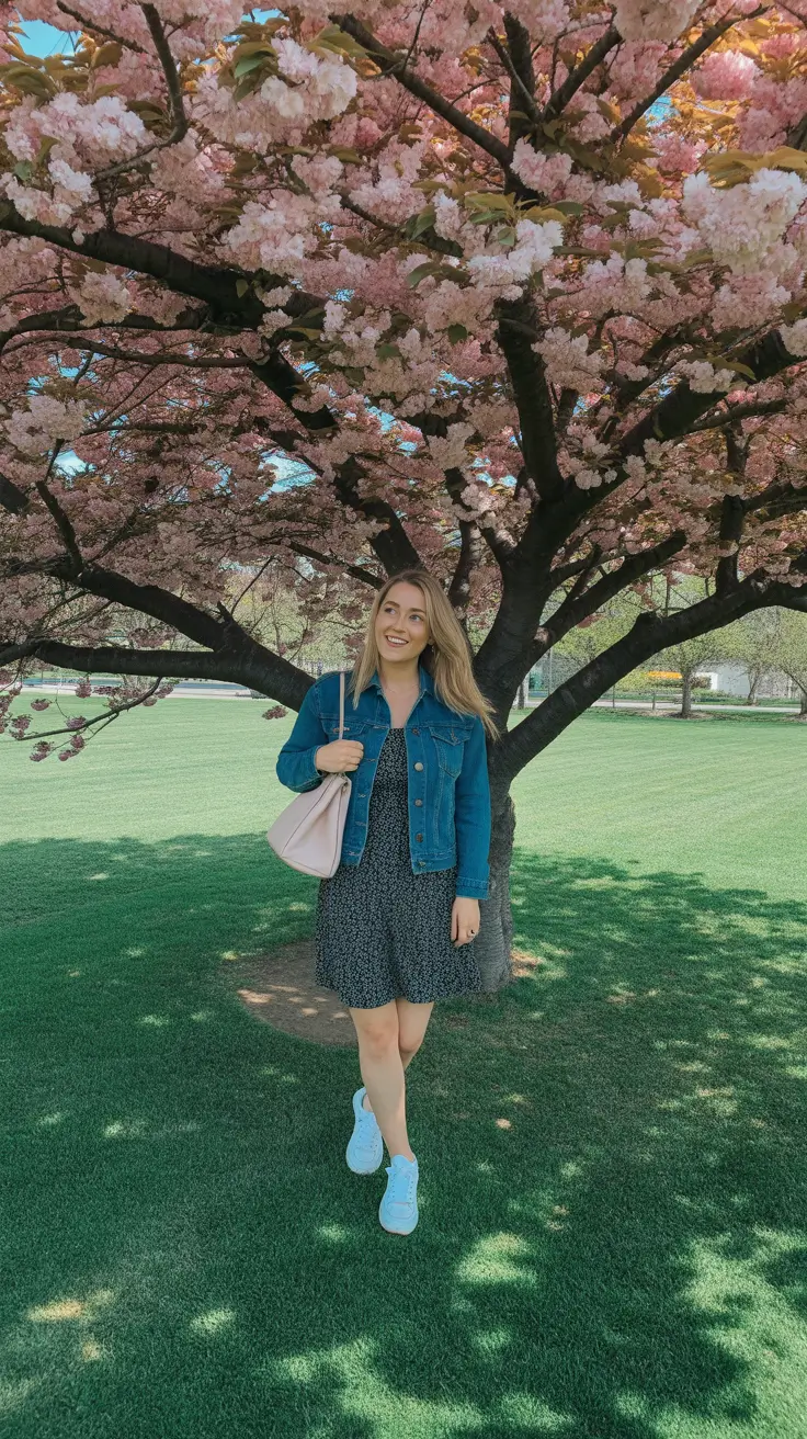 best london spring outfit 2026 - Denim Jacket And Mini Dress For Blossom Season