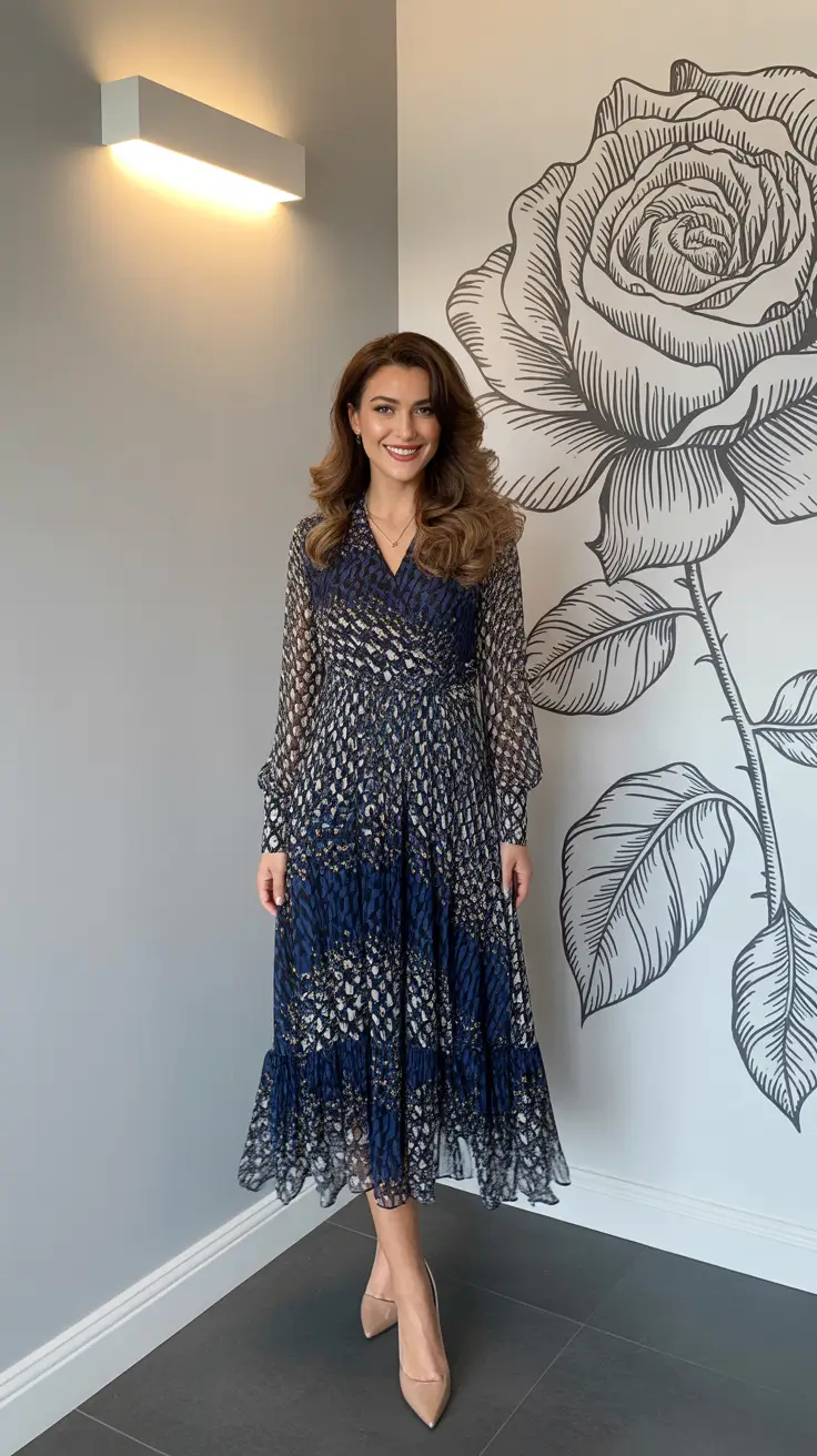 elegant spring birthday outfit 2026 - Textured Midnight Floral Statement