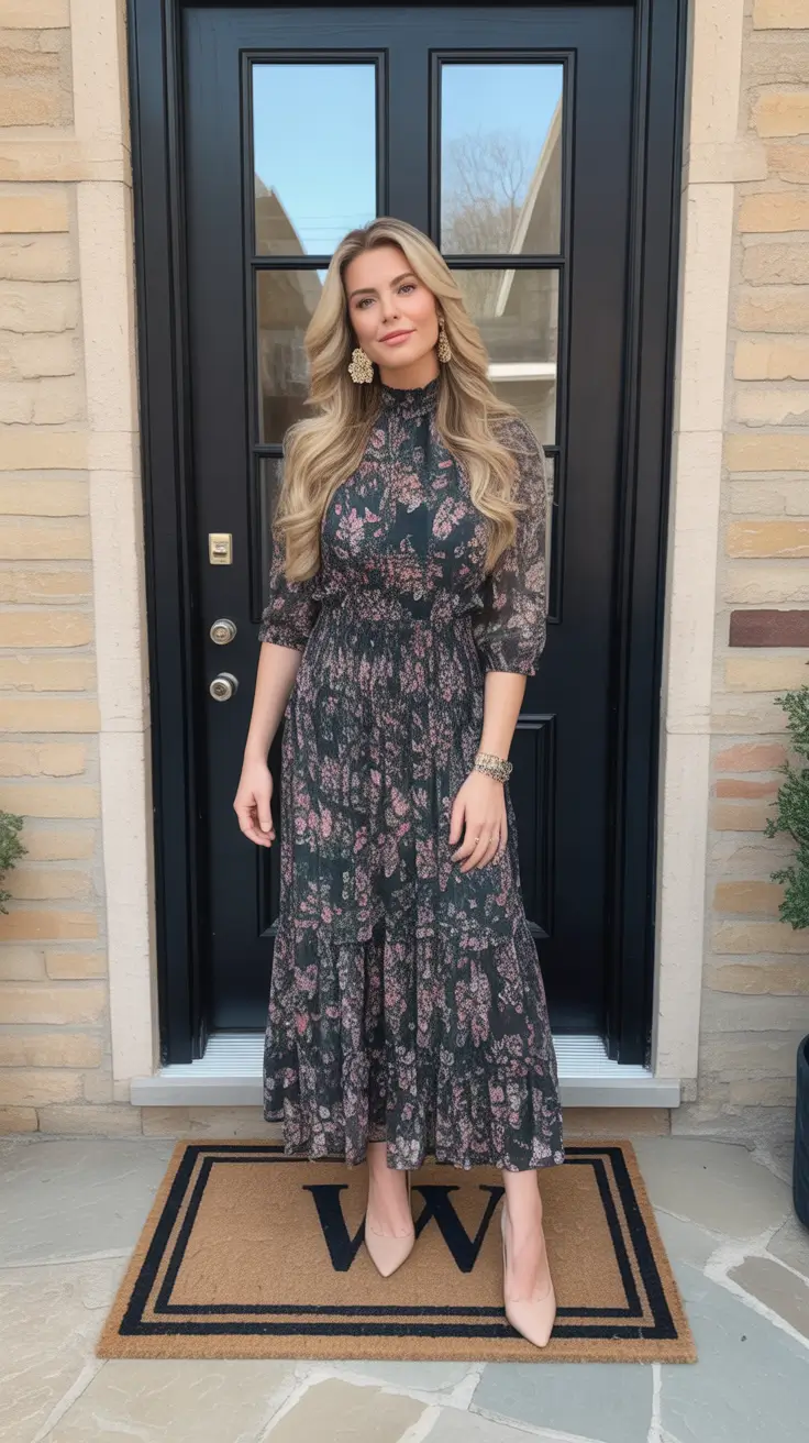 elegant spring birthday outfit 2026 - Moody Floral With Golden Details