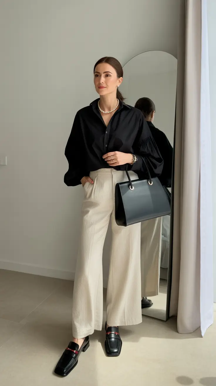trendy spring capsule wardrobe 2026 - Pearls With Crisp Neutrals, Quiet Luxury Workday