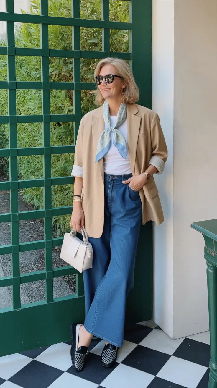 Trendy spring dressing over 50 2026 - Blazer And Scarf Energy For Polished Weekends
