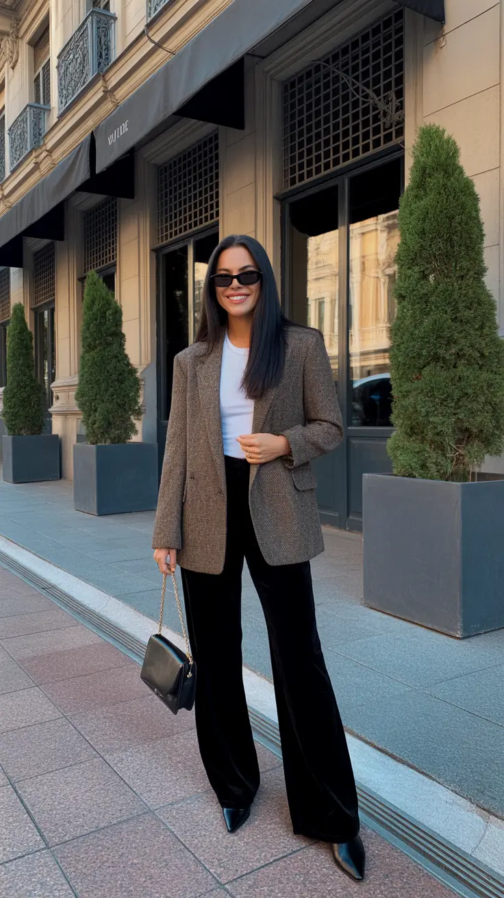 stylish spring fashion trends 2026 Sharp Blazer And Black Pants After-Dark Daywear