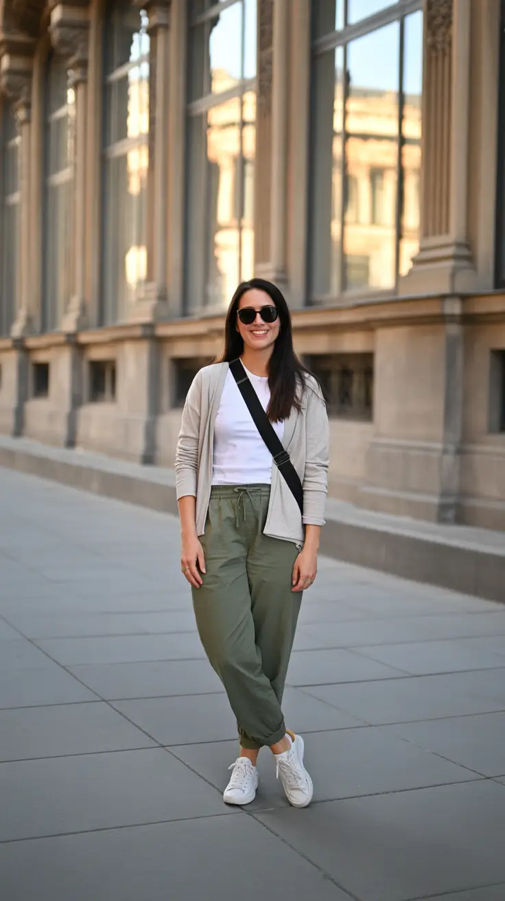 chic spring mom outfits 2026 - City Joggers And Soft Cardigan Minimalism