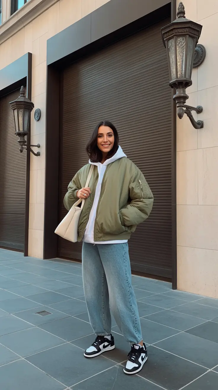 stylish spring outfit for friday 2026 Bomber Jacket And Hoodie For A Chill Friday That Still Looks Styled