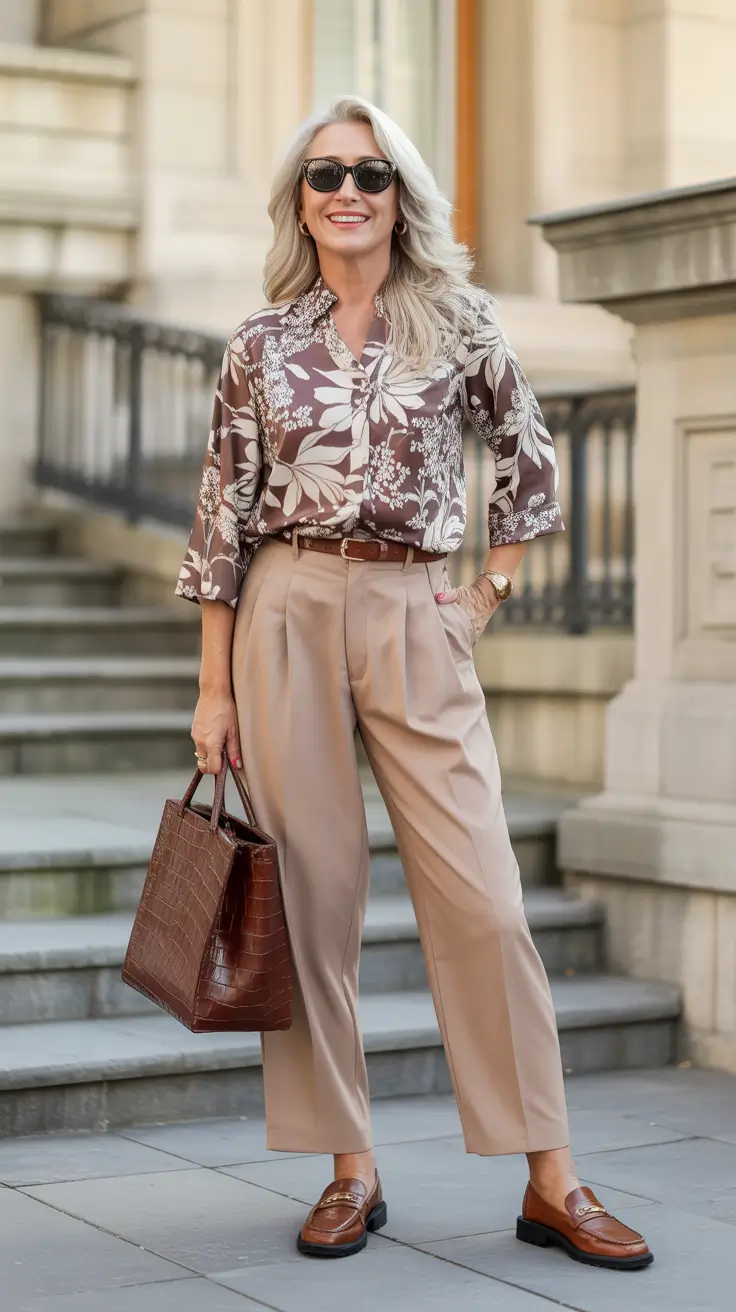 trendy spring outfits for women over 50 2026 - Polished Florals And Pleats For Easy City Days