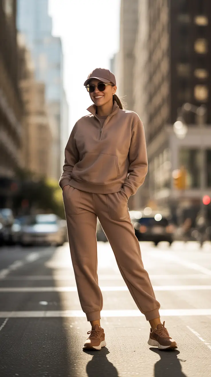 elegant spring sport outfits for women 2026 Monochrome Mocha Set With City-Ready Polish