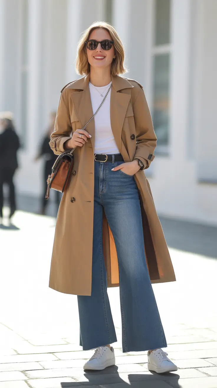 trendy spring transition outfits to wear 2026 + The Classic Trench And Denim Reset