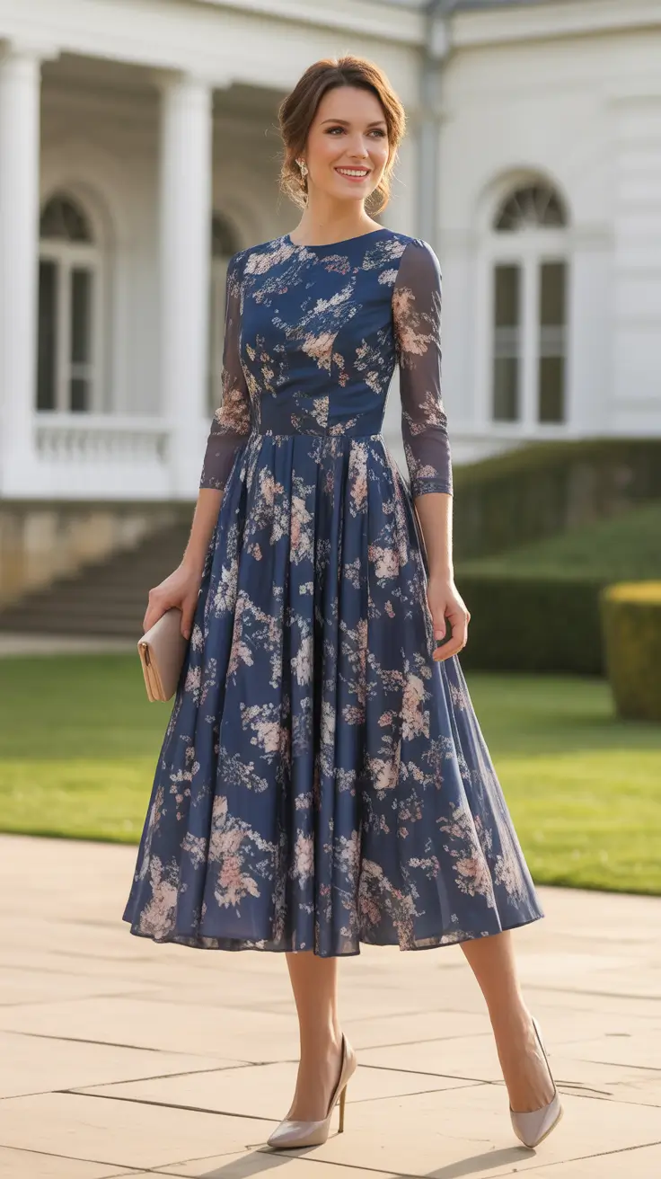trendy spring wedding guest outfit 2026 + Moody Florals With A Polished Waistline
