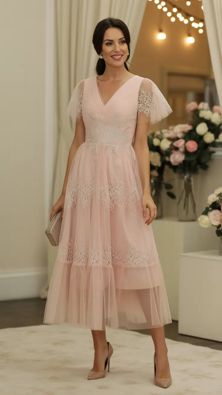 trendy spring wedding guest outfit 2026 + Blush Tulle That Feels Like A Soft Statement