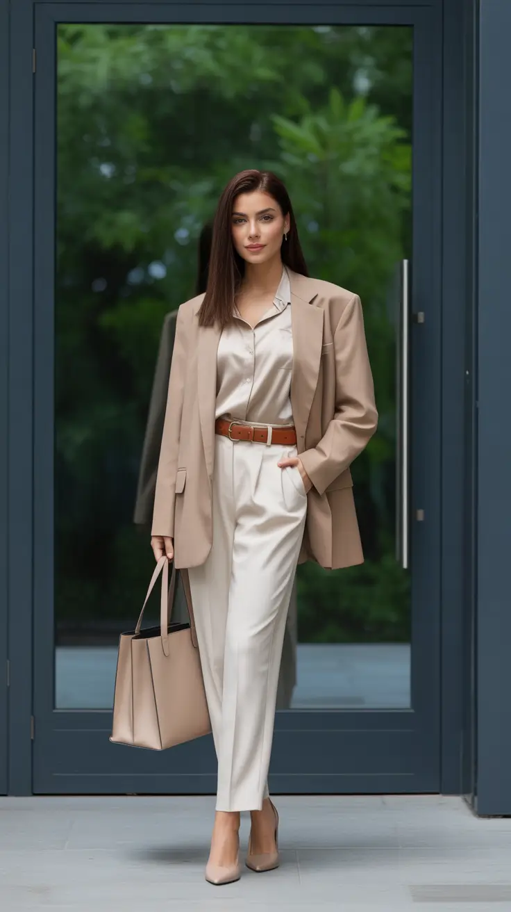 trendy spring workwear 2026 - Soft-Tailored Neutrals With A Satin Finish