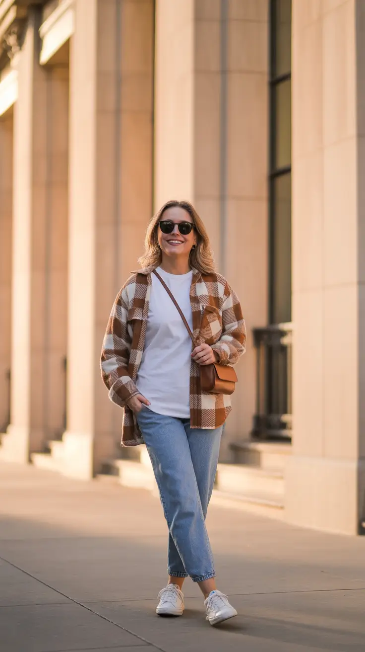 effortless comfy spring outfits 2026 + Plaid Shacket And Jeans For That Cozy-But-Not-Winter Feeling
