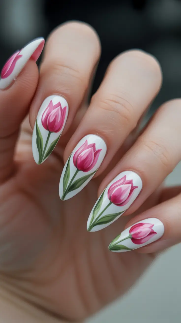 March Nails Ideas 2026 White Tulip Tips For A Fresh Start