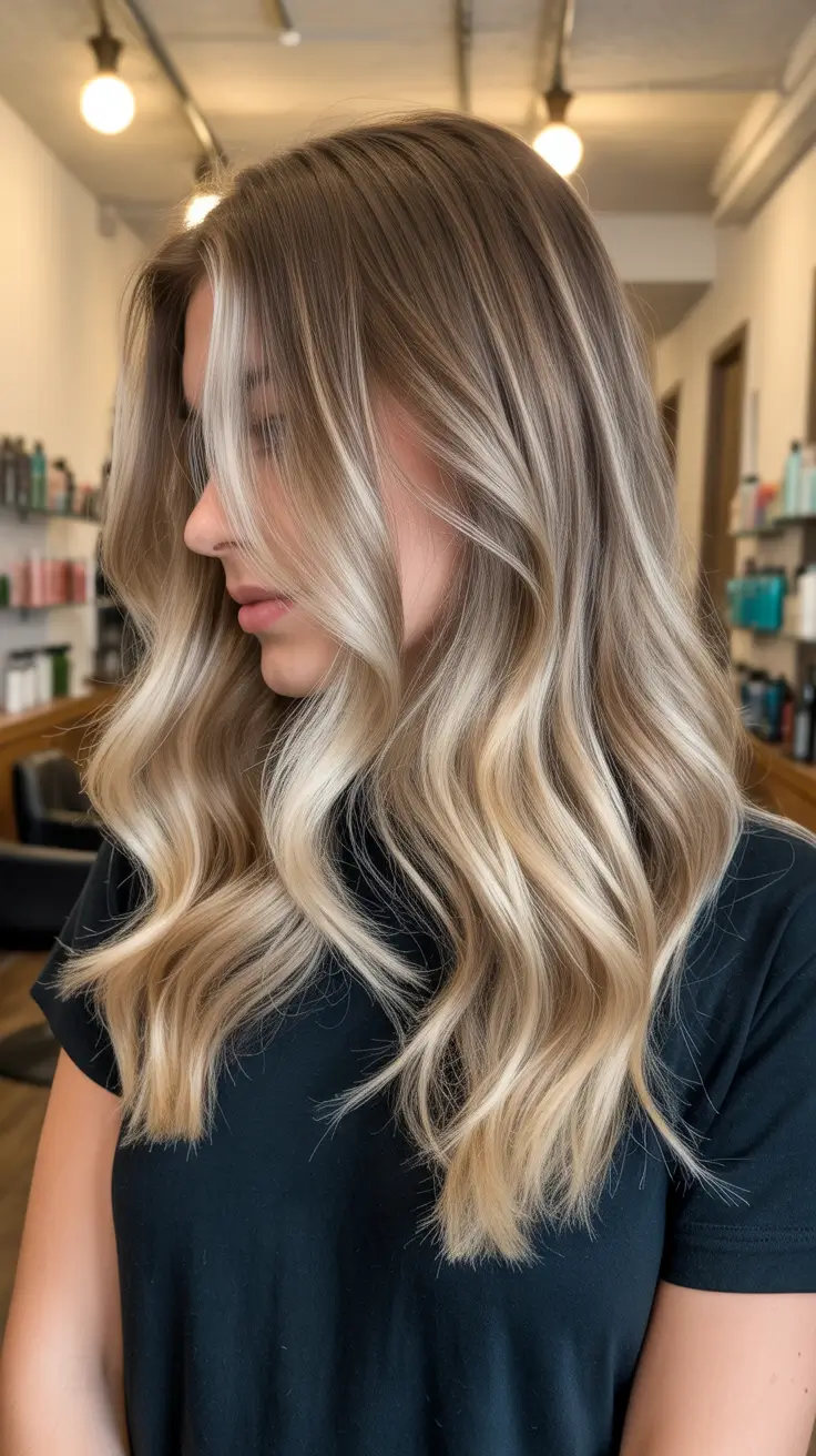 fresh spring balayage hair color 2026 + Cool Beige Blonde Balayage With Bright Money Piece