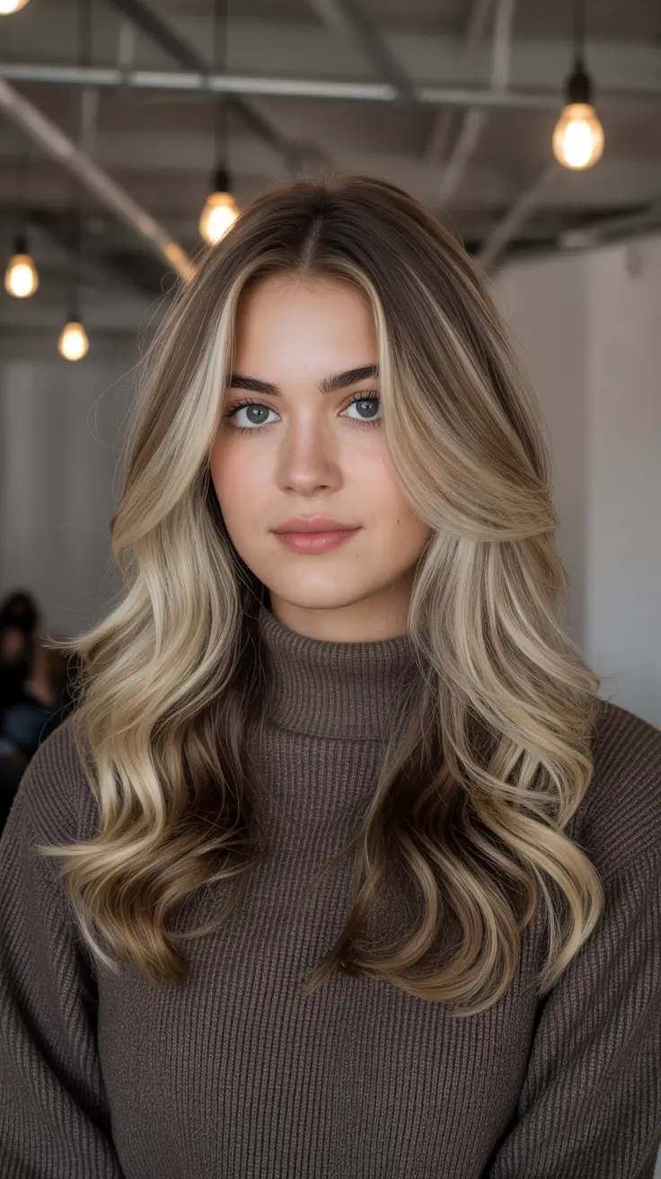 fresh spring balayage hair color 2026 + Ash Brown Roots With Soft Blonde Face-Framing