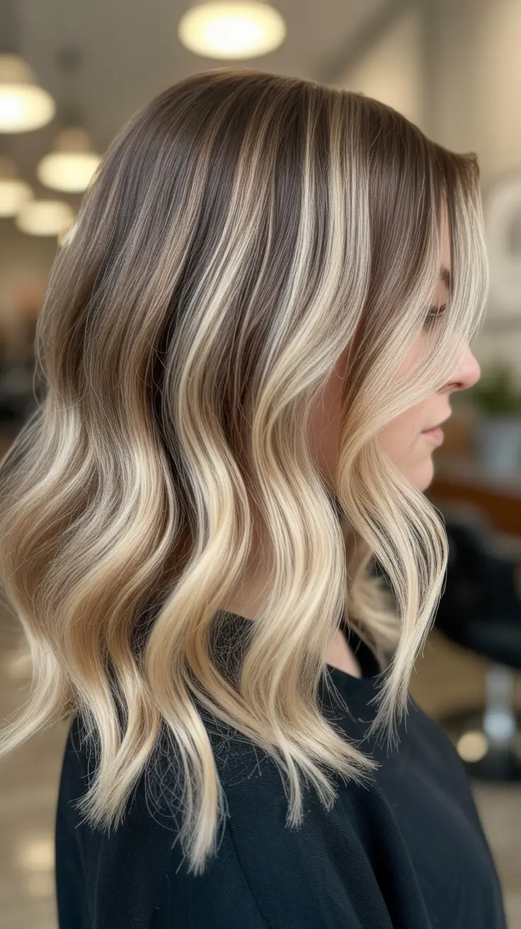 fresh spring balayage hair color 2026 + Bright Blonde Balayage On A Soft Long Bob