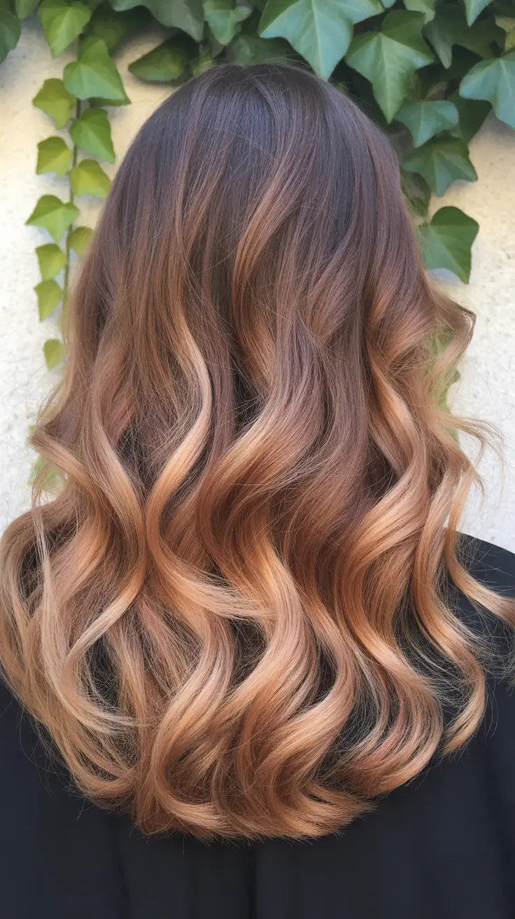 best spring balayage hair color ideas 2026 + Caramel Smoke Balayage With Big Soft Waves