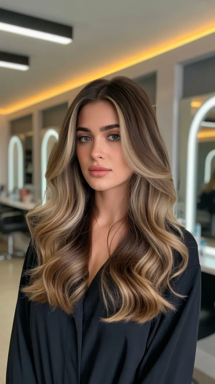best spring balayage hair color ideas 2026 Butter Blonde Balayage On A Luxe Brunette Blowout