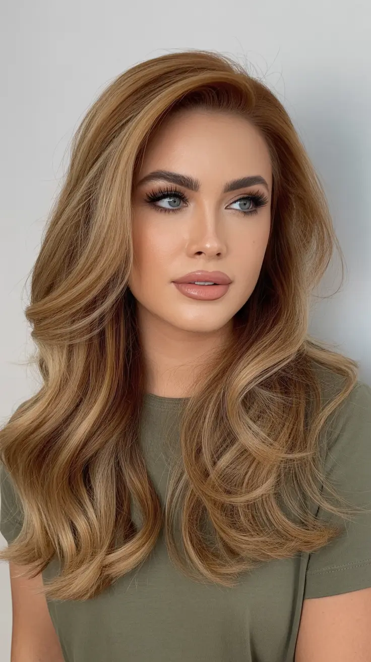 new spring caramel hair color 2026 Auburn-Kissed Caramel With A Soft, Bouncy Blowout
