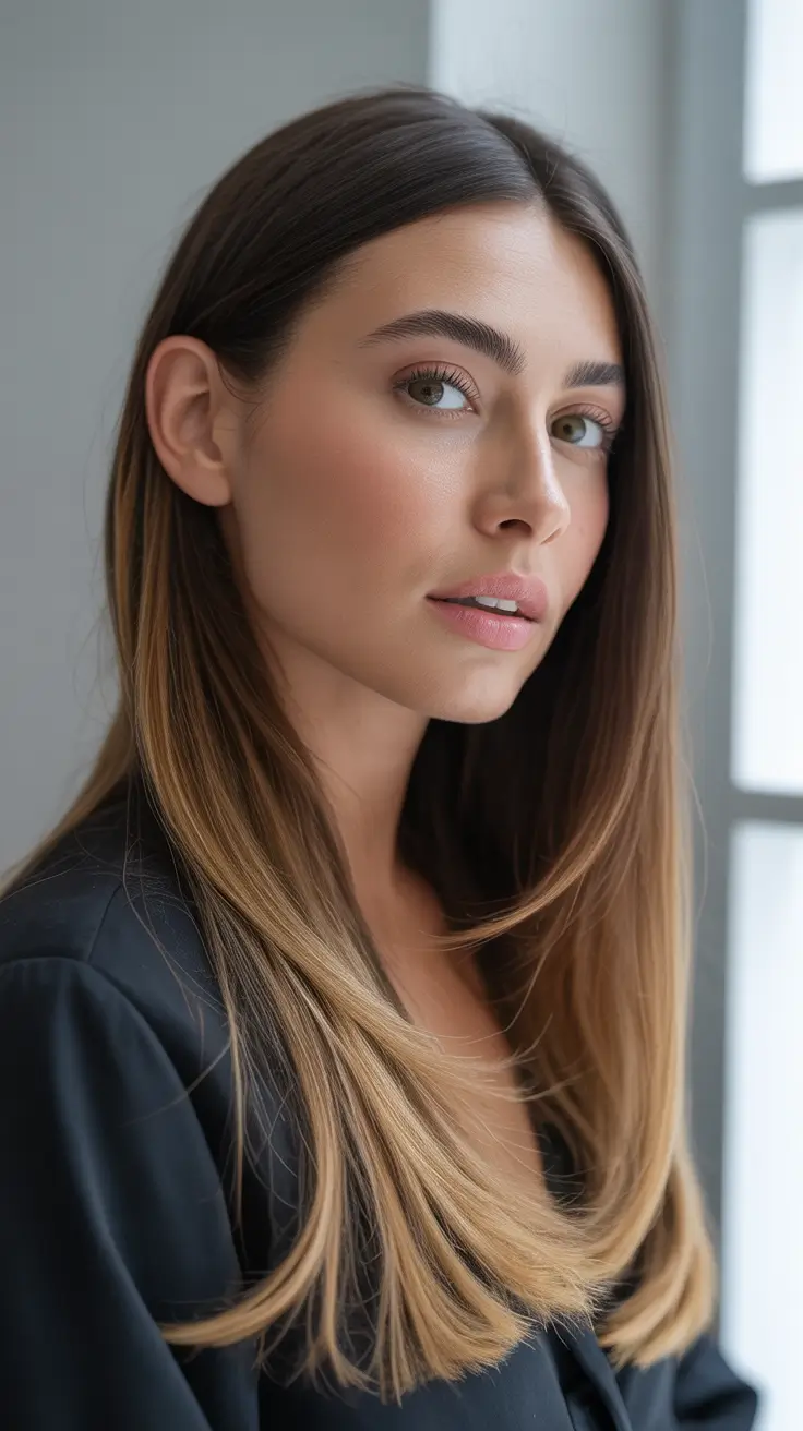 chic dark spring hair color ideas 2026 + Sleek Dark Lengths With Soft Face-Framing Brightness