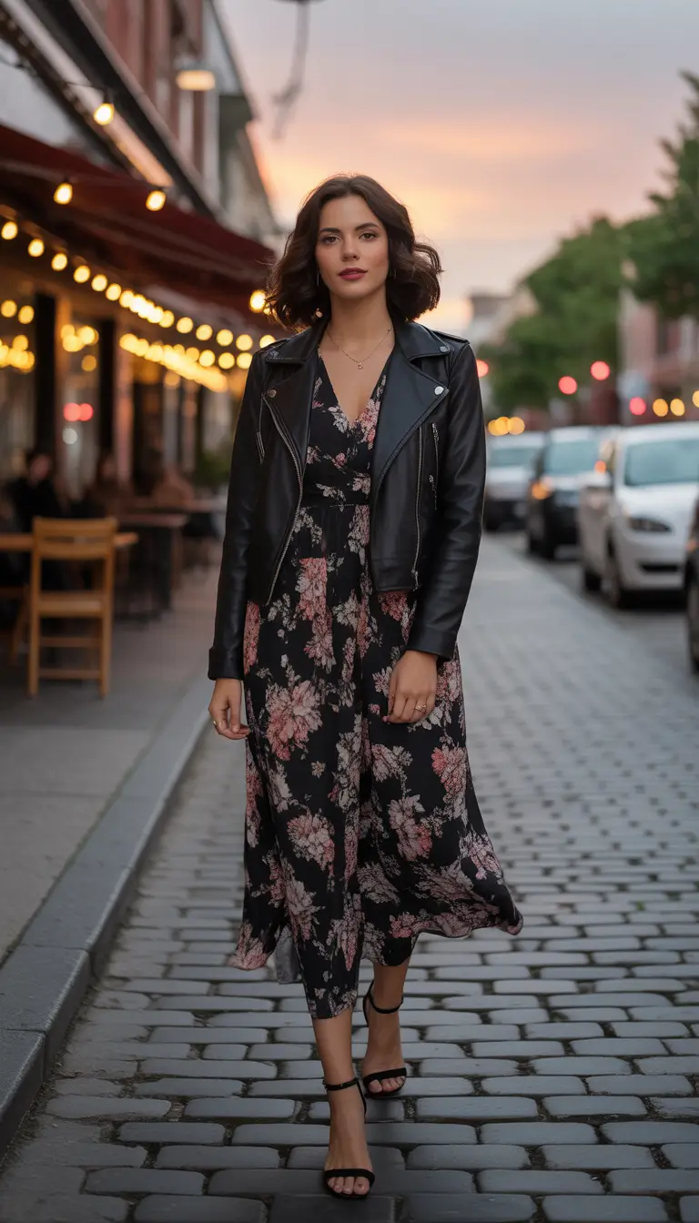 trendy spring date night outfit 2026 Edgy Florals For A City Night Out
