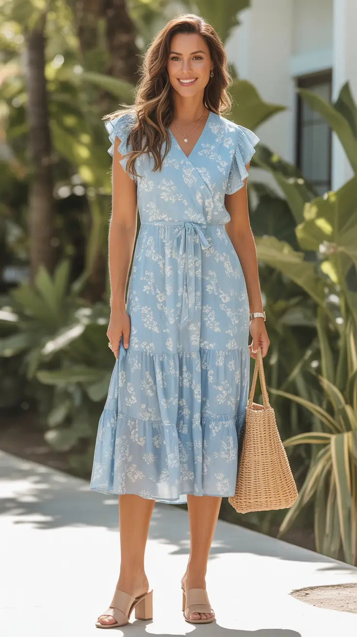 trendy spring date night outfit 2026 Soft Blue Elegance For Warm Spring Evenings