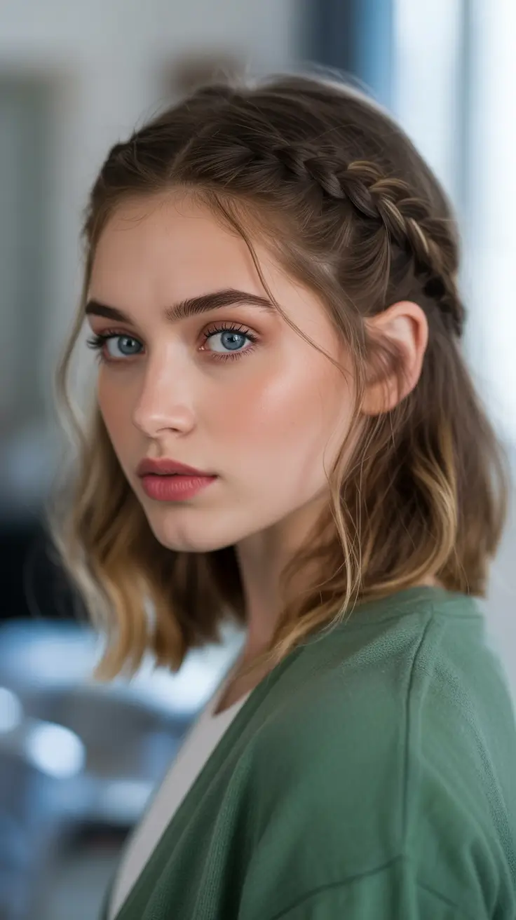 cute easy spring hairstyles 2026 + Soft Crown Braid With Loose Spring Waves