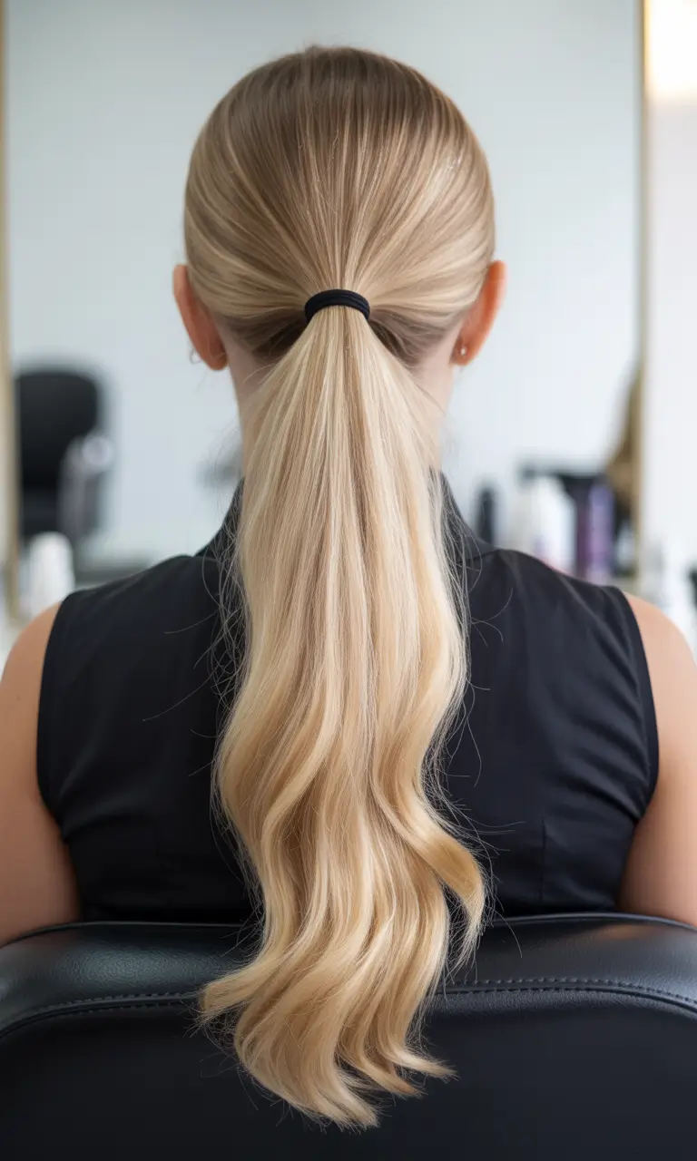 cute easy spring hairstyles 2026 + Low Ponytail With Soft Wave For Clean-Girl Spring