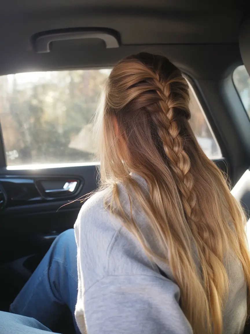 cute easy spring hairstyles 2026 + Half-Up Braided Pullback For Long Hair Days