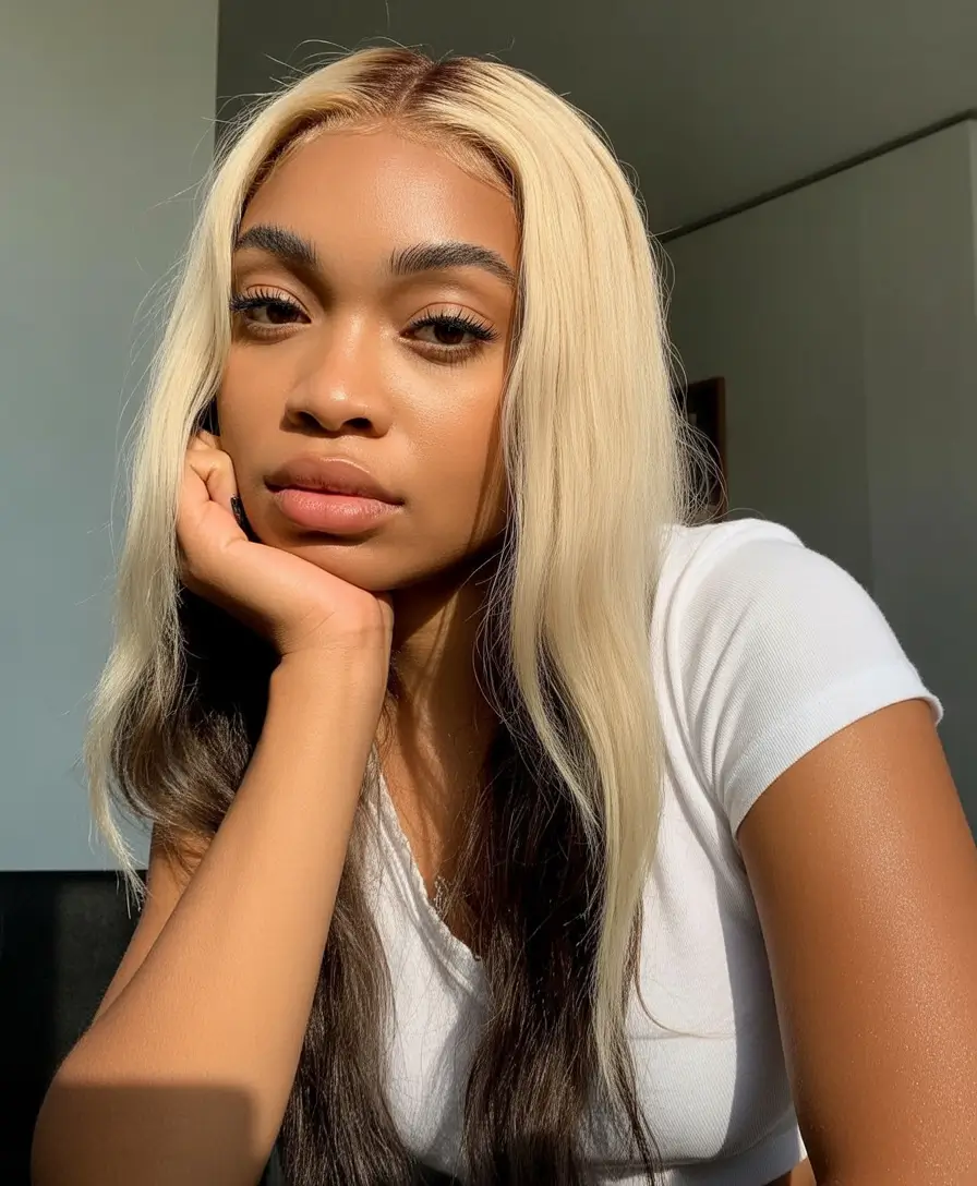 vibrant spring hair color for dark skin 2026 Platinum Front Panels With Dark Dimensional Ends