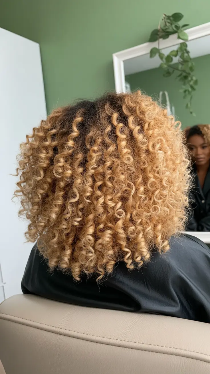 vibrant spring hair color for dark skin 2026 Golden Blonde Curls On Natural Texture