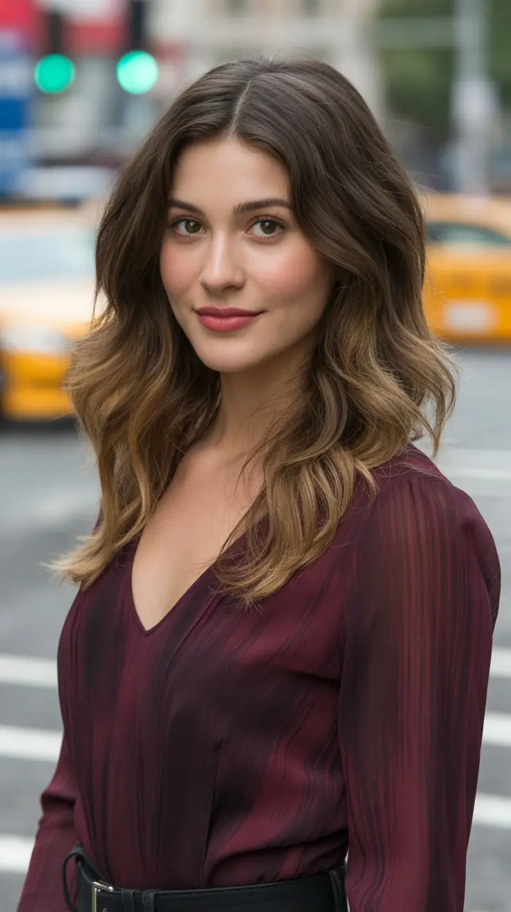 trendy spring hair color ideas 2026 to look younger + Soft Brunette With Beige Balayage For City Spring