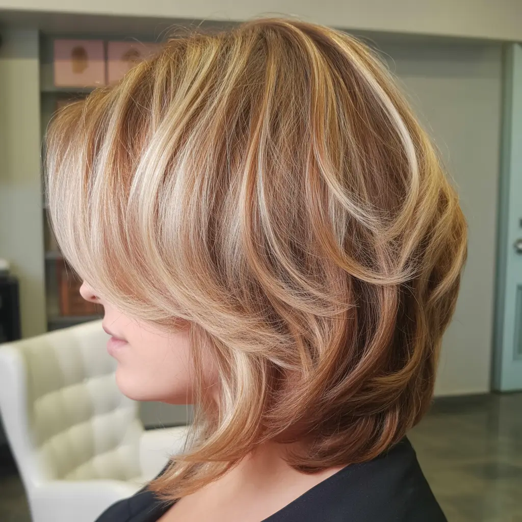modern spring haircuts for chubby faces 2026 Lightly Layered Honey-Blonde Shoulder Cut