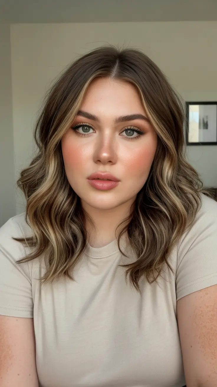 Modern Spring Haircuts For Plus Size Women 2026 Soft Mid-Length Waves With Subtle Highlights