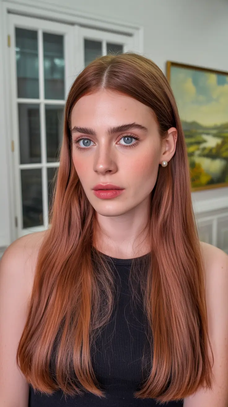 chic spring mushroom brown hair color trends 2026 + Minimalist Mushroom Length With A Rosy Spring Shift