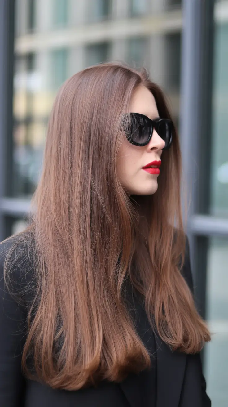 chic spring mushroom brown hair color trends 2026 + Glossy Solid Mushroom Brown With Editorial Minimalism