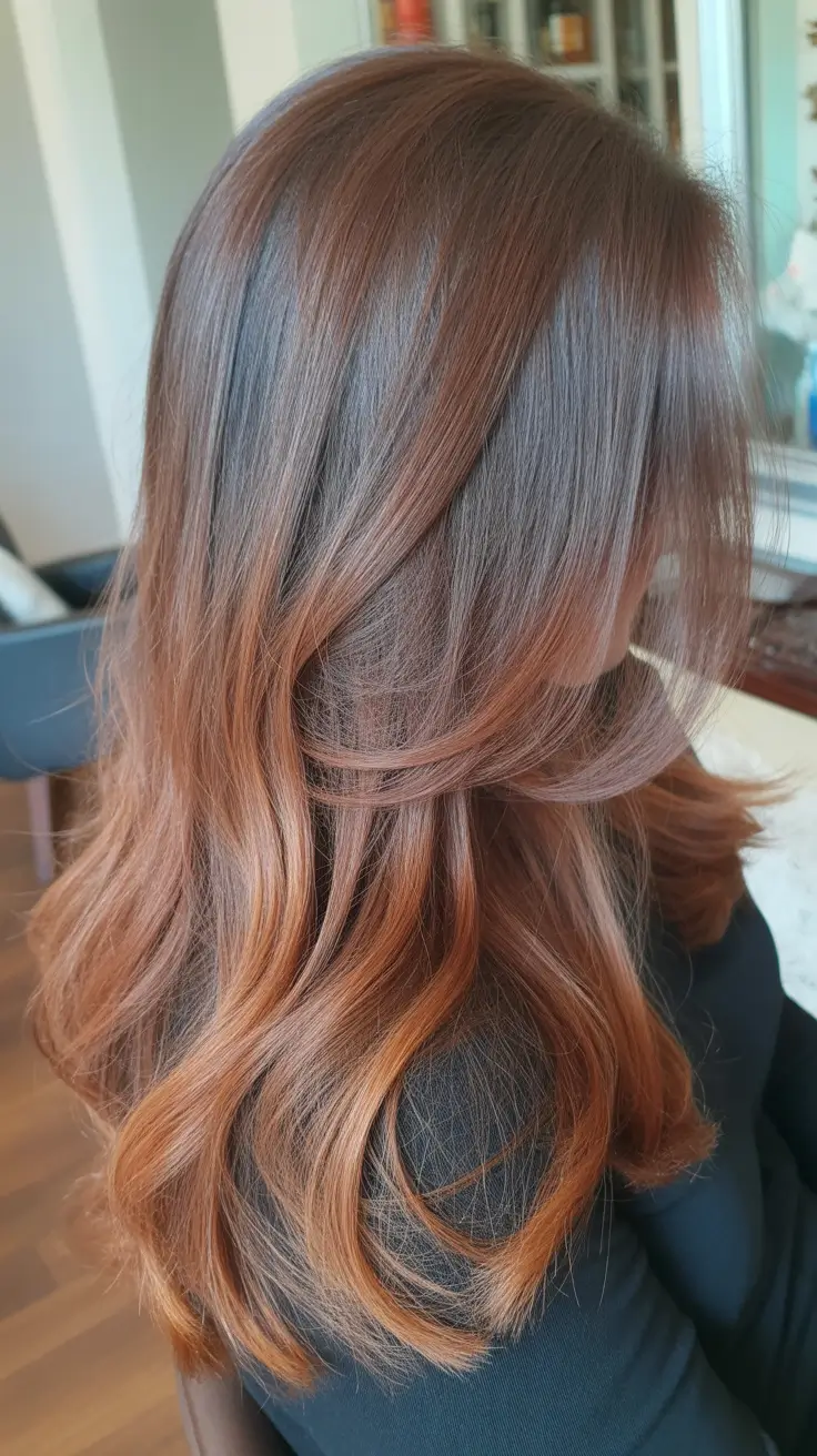 chic spring mushroom brown hair color trends 2026 + Mushroom Brown Balayage With Warm-Ribbon Contrast