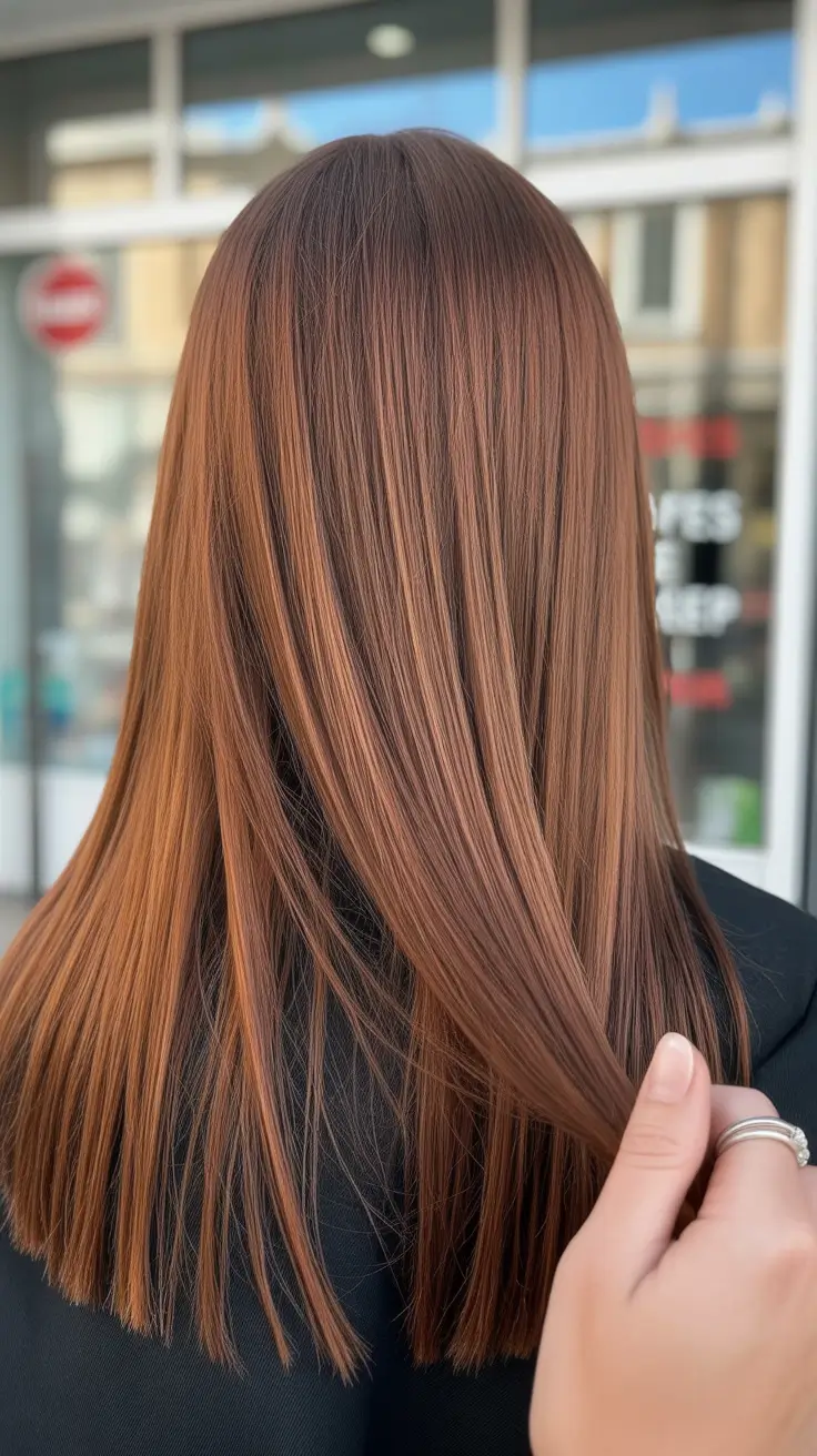 chic spring mushroom brown hair color trends 2026 + Silky Straight Mushroom Brown With Contrast Ribbons