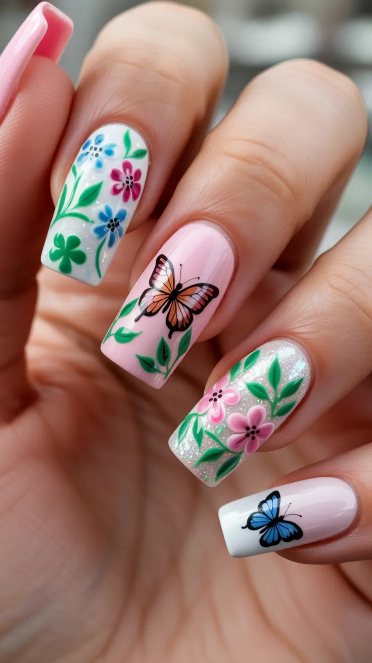 Spring Nail Art Designs Butterfly Garden Fantasy