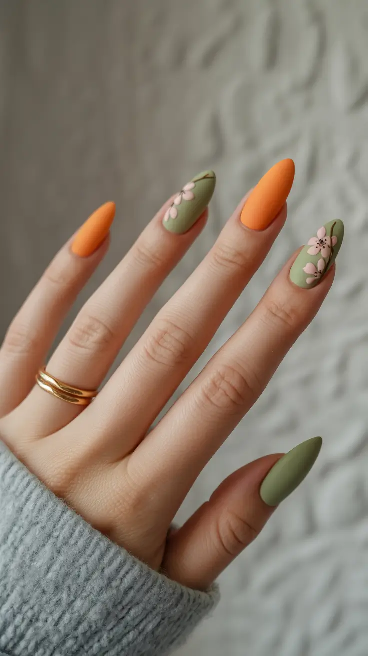 chic-spring-nail-art-trends-2026 Soft Peach Blossom Harmony