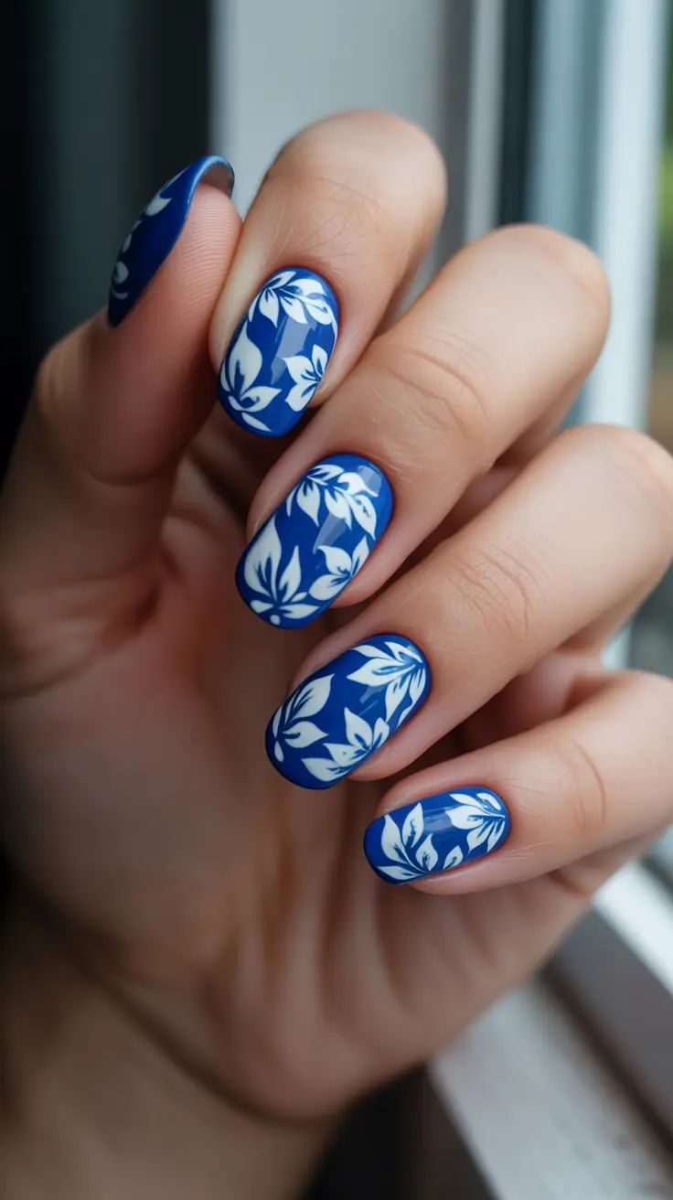 chic-spring-nail-art-trends-2026 Royal Indigo Florals