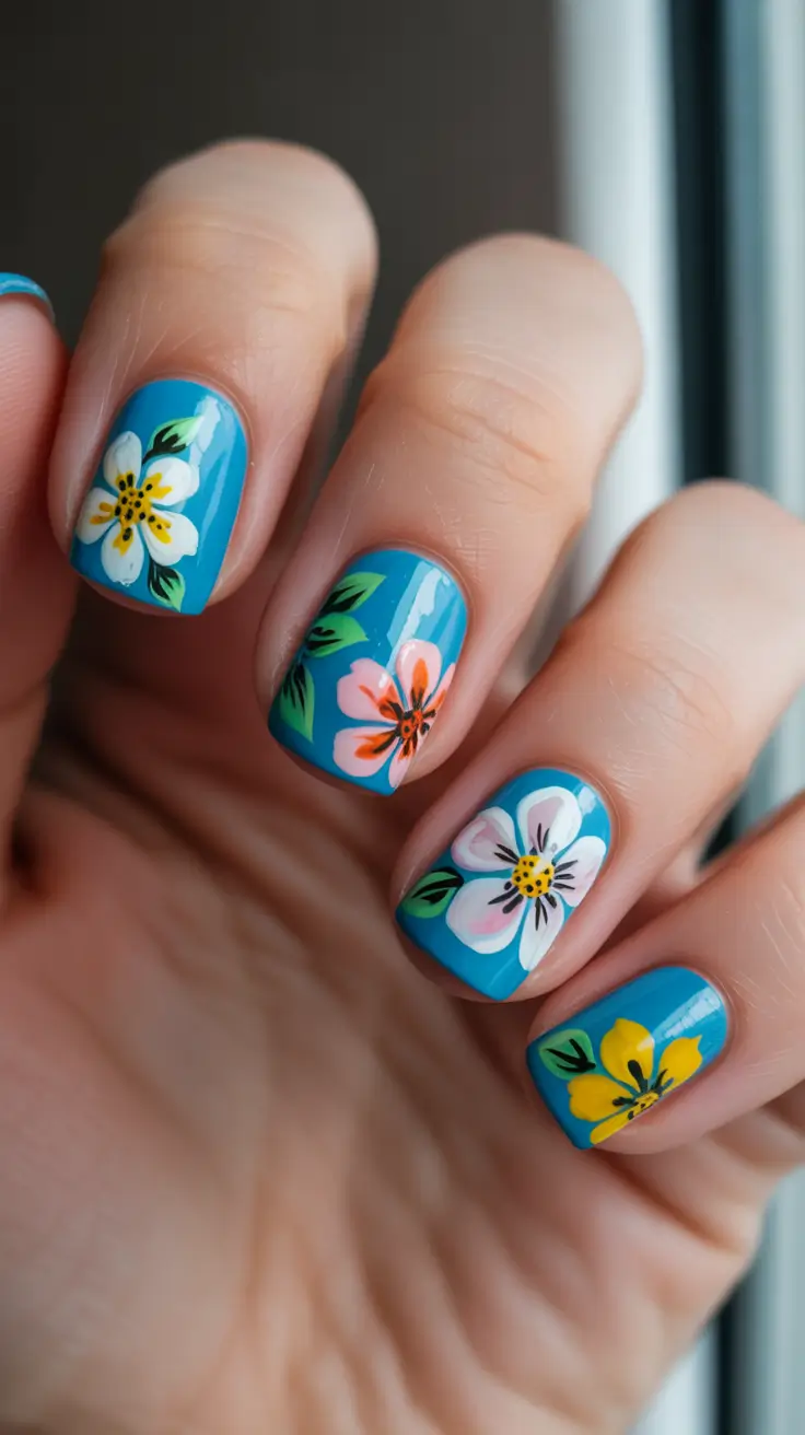 Spring Nail Art Designs Fresh Blue Bloom