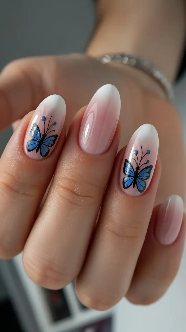 chic-spring-nail-art-trends-2026 Blue Butterfly Whispers