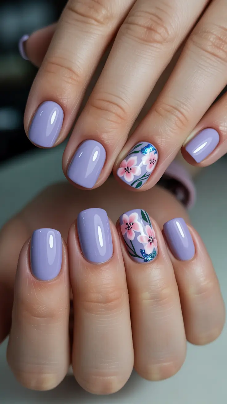 Spring Nail Art Designs Lavender Blossom Glow