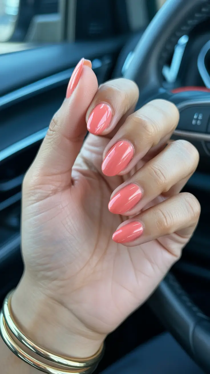 trendy spring nail colors 2026 + Soft Coral Short Nails For A Fresh And Easy Spring Glow