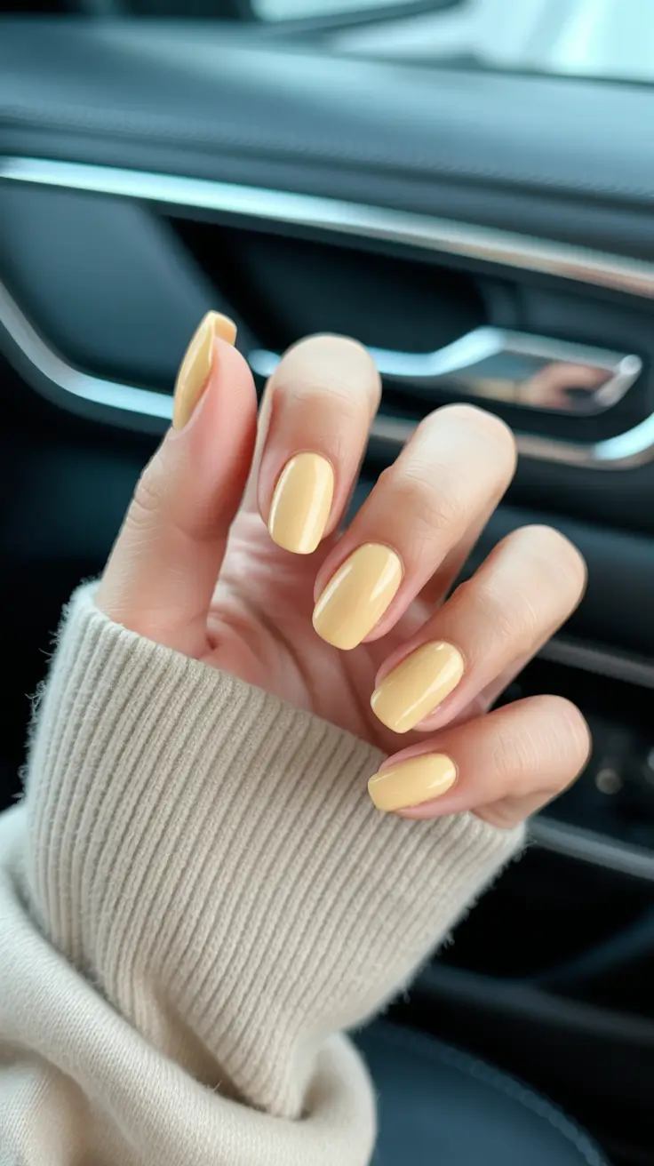trendy spring nail colors 2026 + Buttery Pastel Yellow That Feels Like Sunshine