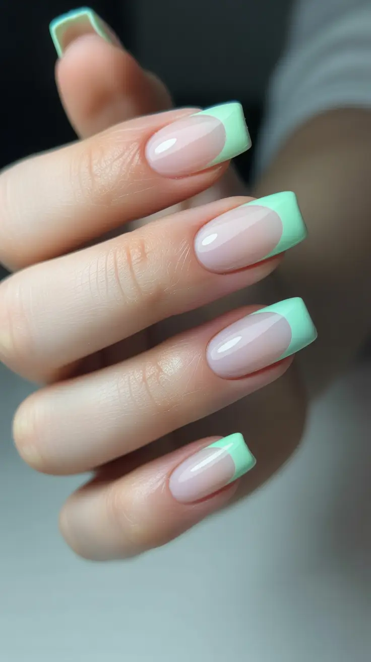 minimalist spring nails for work 2026 + Mint Green Micro-French For Fresh Minimalist Spring